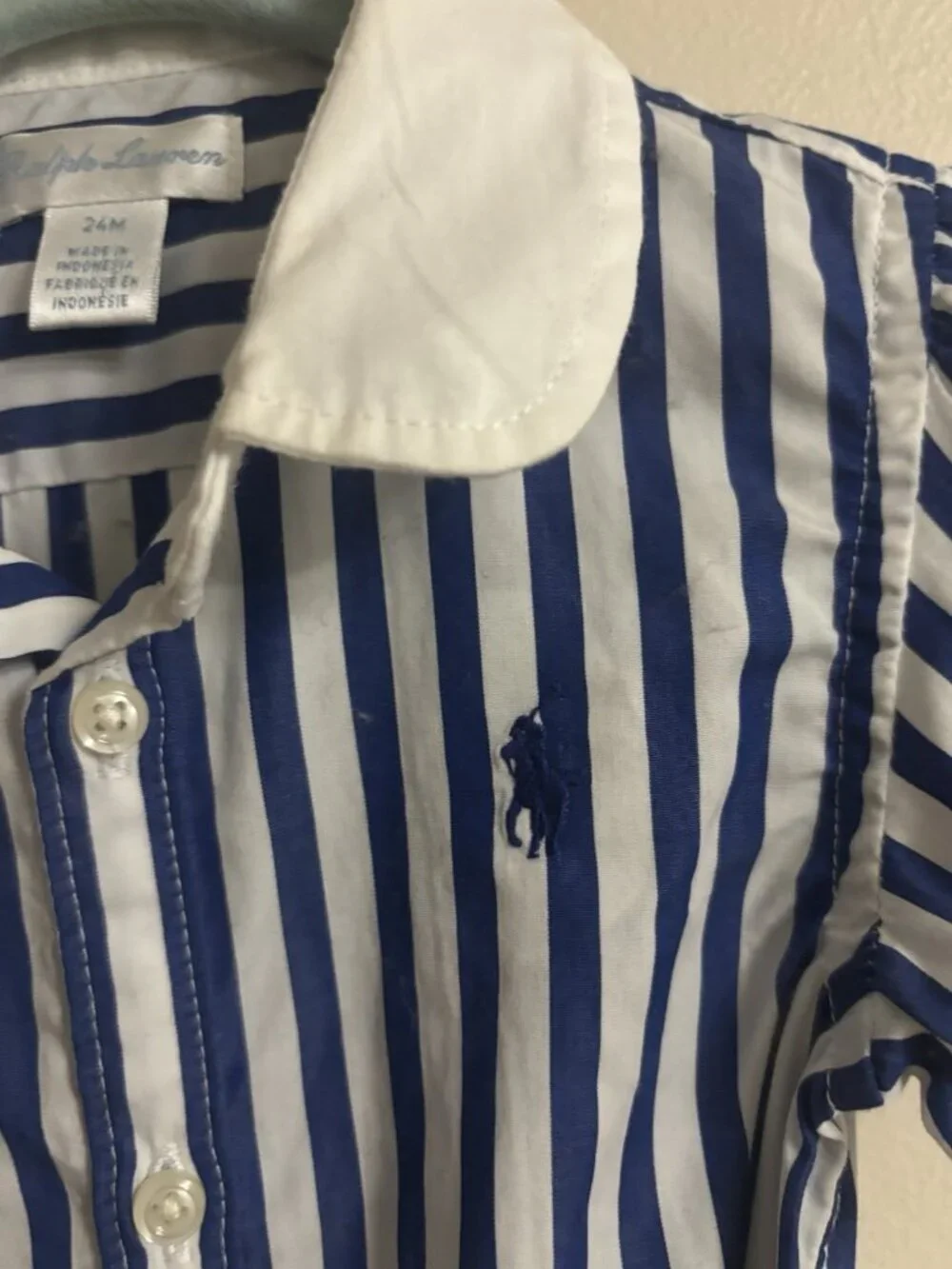 Ralph Lauren Striped Poplin Dress in Blue White Yellow baby infant 24 months